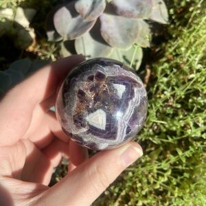 Chevron amethyst crystal gemstone sphere 50mm